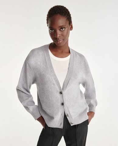  THE KOOPLES - Áo khoác cardigan nữ cổ V tay dài Jewel Buttons 