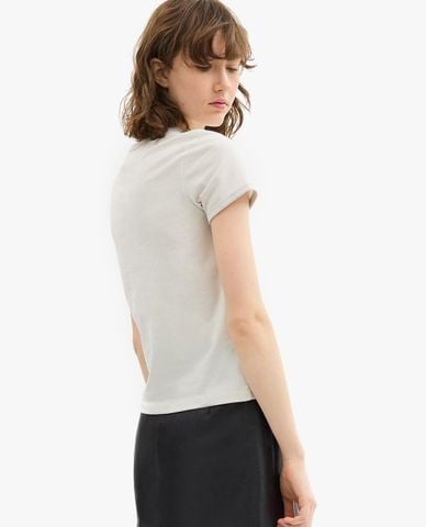  COACH - Áo thun nữ cổ tròn tay ngắn Popeye Ringer 