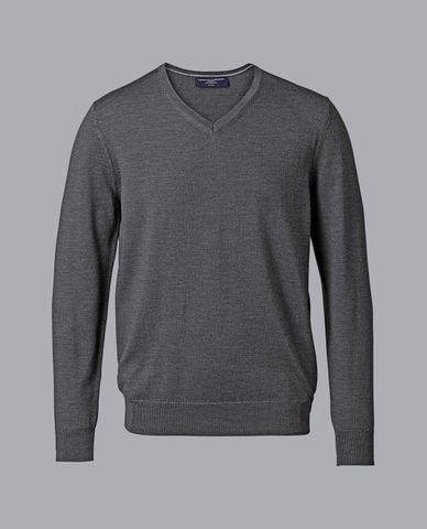  CHARLES TYRWHITT - Áo dệt kim nam cổ V tay dài Merino 