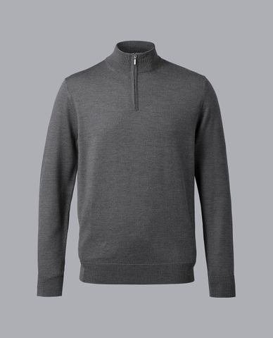  CHARLES TYRWHITT - Áo dệt kim nam cổ trụ tay dài Merino Zip 