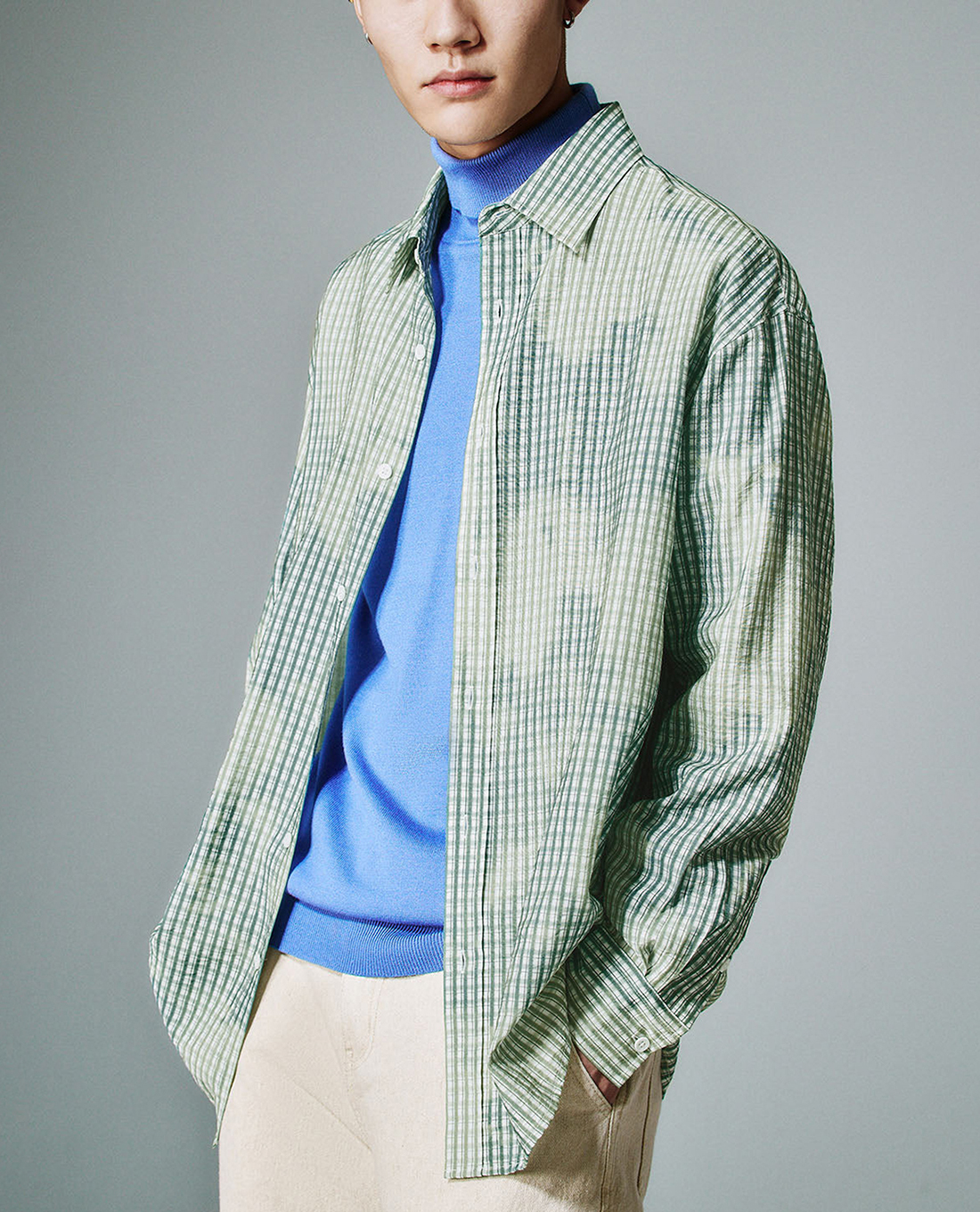 URBAN REVIVO - Áo sơ mi nam tay dài sọc caro