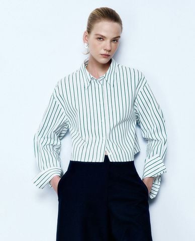  URBAN REVIVO - Áo sơ mi nữ cổ bẻ tay dài thời trang 