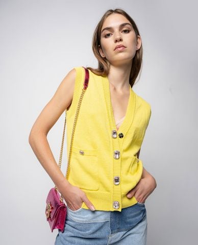  PINKO -  Áo ghile nữ phối nút Barolo Gilet 