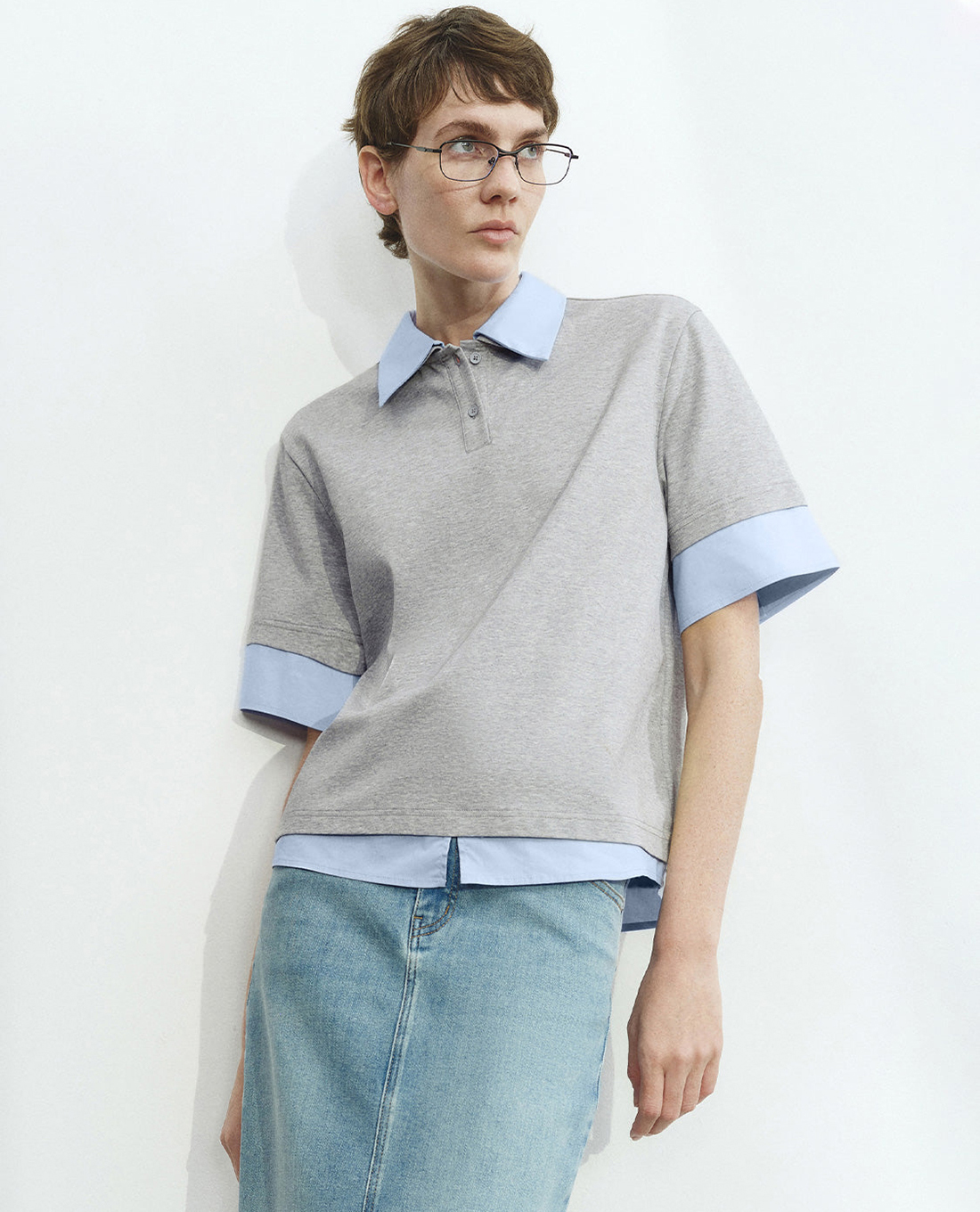 URBAN REVIVO - Áo polo nữ cổ bẻ tay ngắn Loose