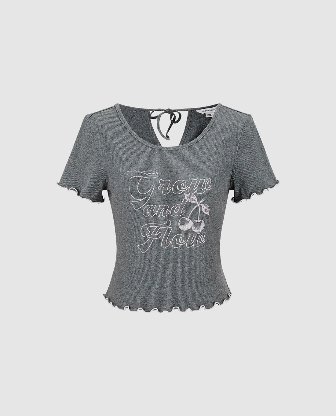 URBAN REVIVO - Áo croptop nữ cổ tròn tay ngắn hở lưng