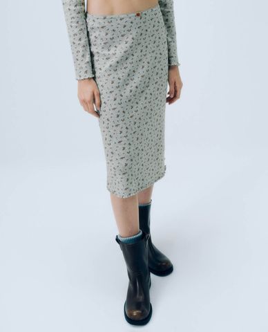  URBAN REVIVO - Chân váy phom suông midi Floral 