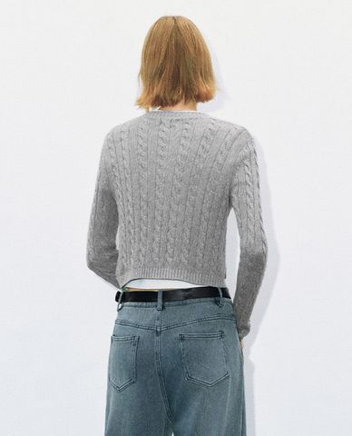  URBAN REVIVO - Áo khoác cardigan nữ phom croptop Striped 