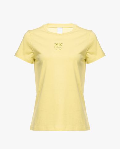  PINKO - Áo thun cổ tròn tay ngắn phối logo thêu Bussolotto 