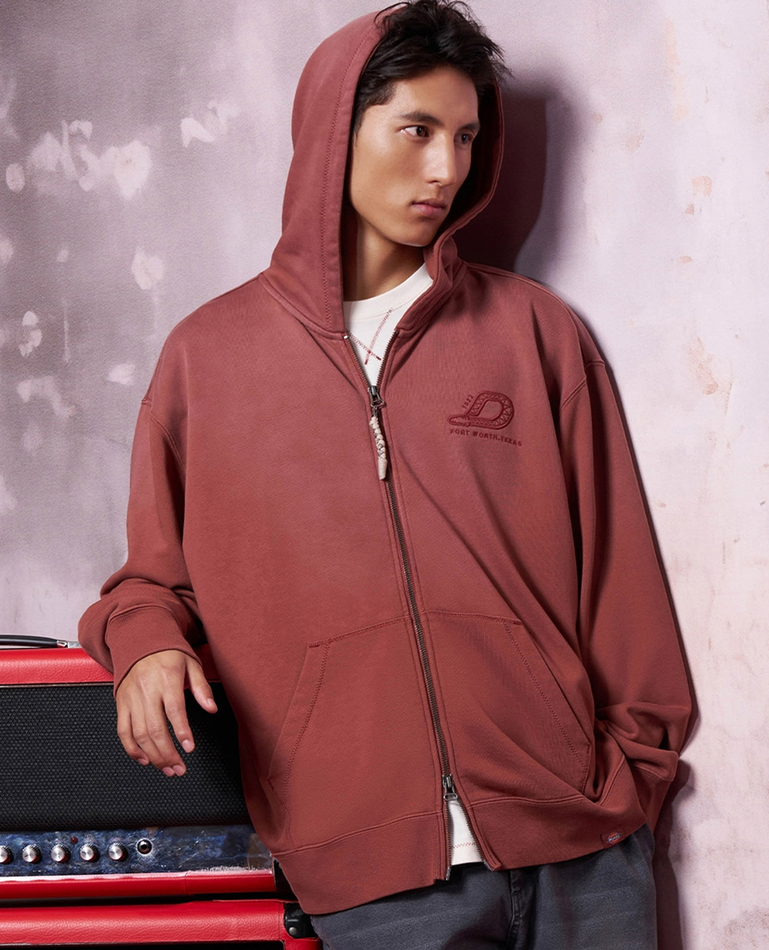 DICKIES - Áo khoác phối mũ unisex French Terry