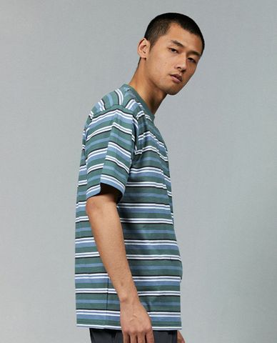  DICKIES - Áo thun unisex cổ tròn tay ngắn kẻ sọc ngang Glade 