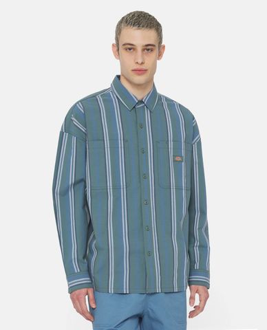  DICKIES - Áo sơ mi nam cổ bẻ tay dài kẻ sọc trẻ trung 