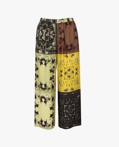  PINKO - Quần kiểu nữ ống rộng lưng thun Bandana Print 