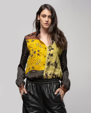  PINKO - Áo sơ mi nữ tay dài phom suông Satin Guelfa 