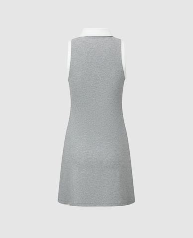  URBAN REVIVO - Đầm polo sát nách phom mini Contrast Trim Lapel Skinny 