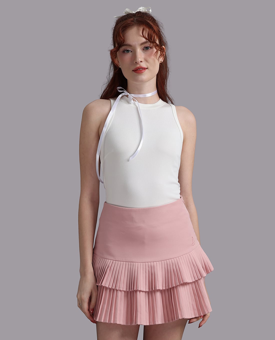 WOW BY NDLANNGOC - Chân váy xếp tầng mini poly spandex trơn