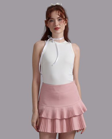  WOW BY NDLANNGOC - Chân váy xếp tầng mini poly spandex trơn 