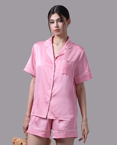  VERA - Bộ pijama nữ ngắn satin trơn 