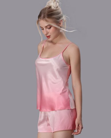  VERA - Bộ quần áo nữ ngắn mặc nhà satin in 