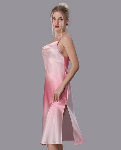  VERA - Đầm midi mặc nhà satin in 