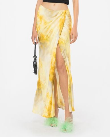  PINKO - Chân váy midi vạt xoắn xẻ tà phối hoạ tiết Carasina 