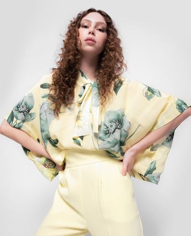  PINKO - Áo kiểu nữ cổ tròn thắt nút Baiano 