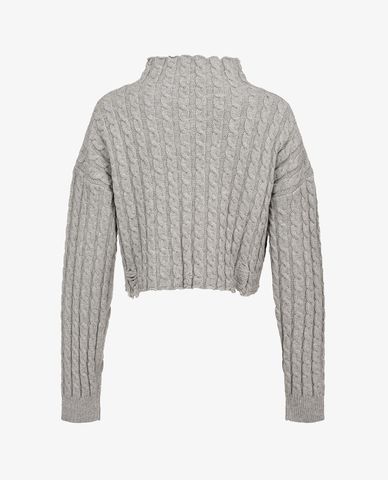 PINKO - Áo len nữ tay dài phom lửng Cable Knit Cropped 