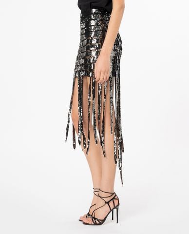  PINKO - Chân váy mini kim tuyến phối tua rua Sequin-Lace 