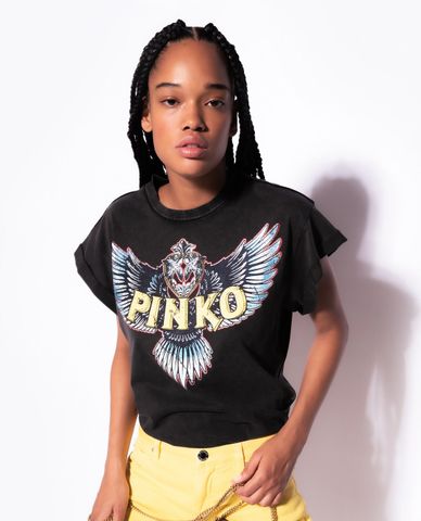  PINKO - Áo thun nữ cổ tròn tay ngắn Difensore 