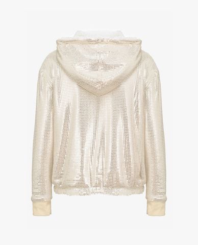  PINKO - Áo khoác nữ tay dài phối mũ trùm Fully Sequinned 
