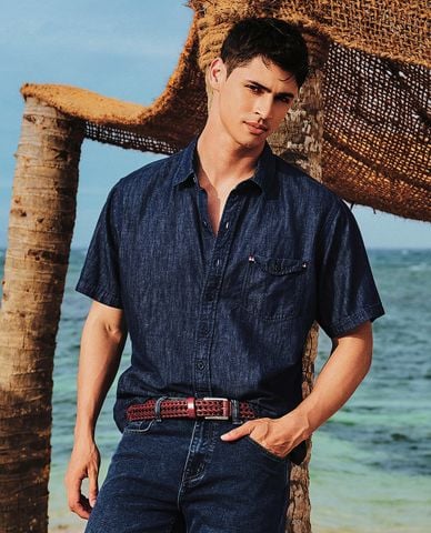  BEVERLY HILLS POLO CLUB - Áo sơ mi nam cổ bẻ tay ngắn thời trang 