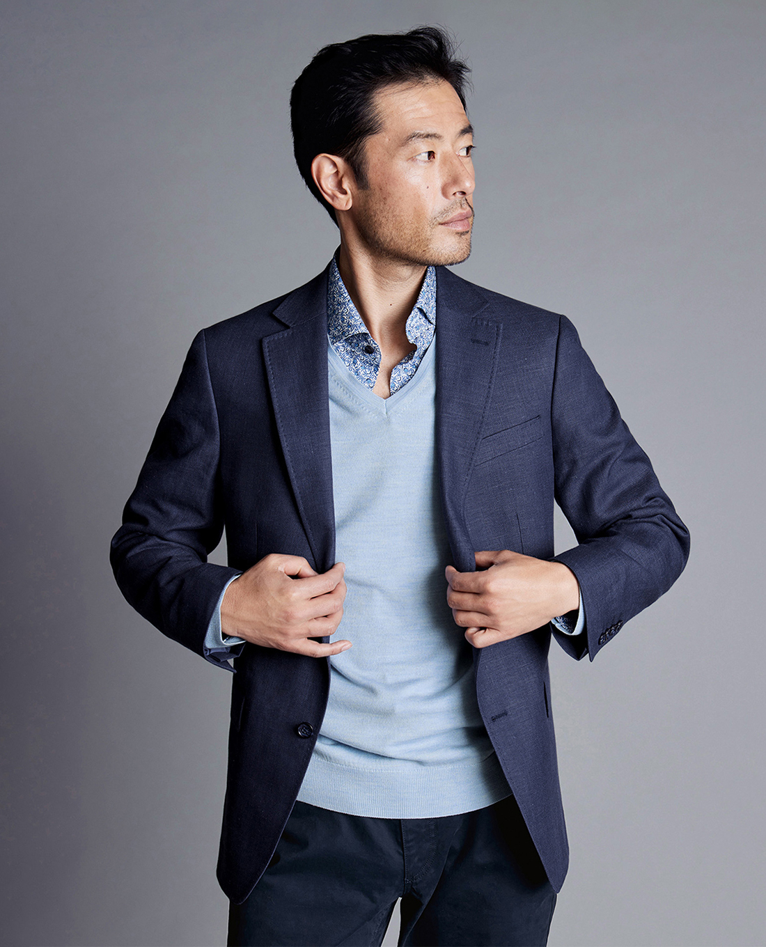CHARLES TYRWHITT - Áo blazer nam tay dài Linen Cotton