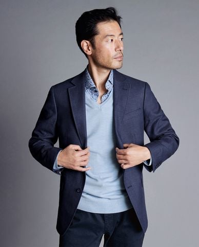  CHARLES TYRWHITT - Áo blazer nam tay dài Linen Cotton 
