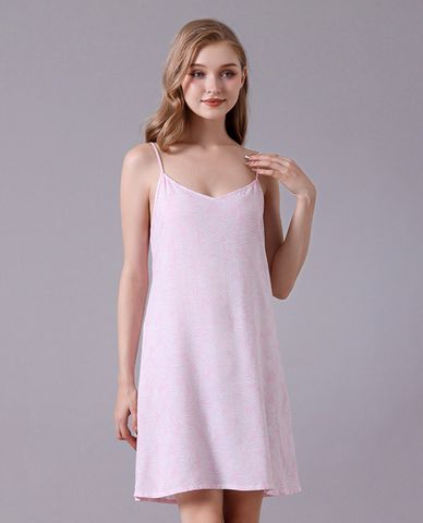  VERA - Đầm ngắn hai dây mặc nhà rayon in 