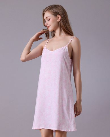  VERA - Đầm ngắn hai dây mặc nhà rayon in 