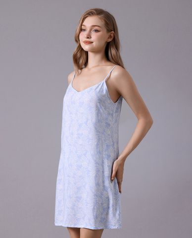  VERA - Đầm ngắn hai dây mặc nhà rayon in 