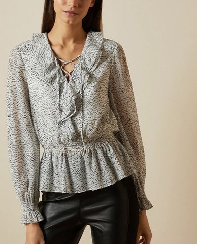  TED BAKER - Áo kiểu nữ cổ V tay dài Alyanna 