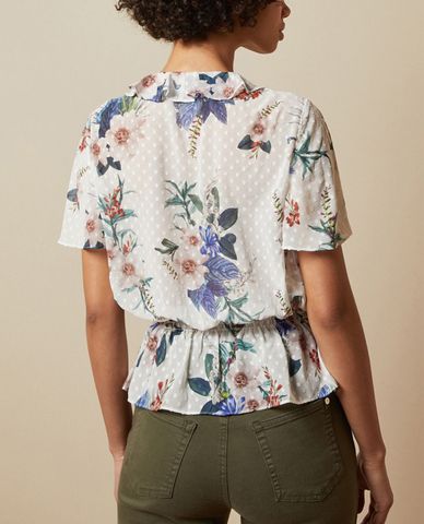  TED BAKER - Áo kiểu nữ cổ V phối bèo tay ngắn Byrann Jamboree Ruffle 