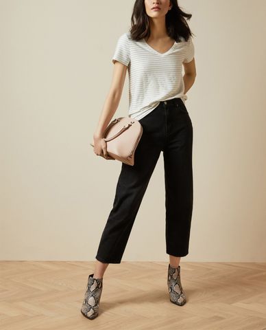  TED BAKER - Áo thun nữ tay ngắn cổ V Giianai Relaxed Striped 