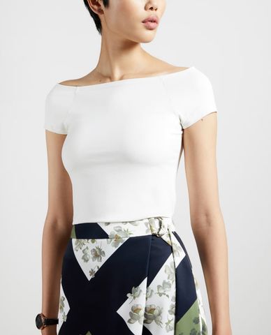  TED BAKER - Áo kiểu nữ bẹt vai phom ôm Indyaa 