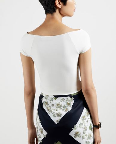  TED BAKER - Áo kiểu nữ bẹt vai phom ôm Indyaa 