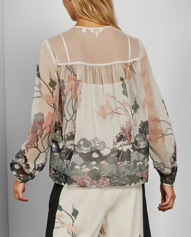 TED BAKER - Áo kiểu nữ tay dài Ivory Veriity 