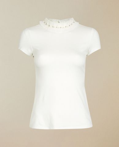  TED BAKER - Áo kiểu nữ ngắn tay phom ôm Pearl Neck Detail 