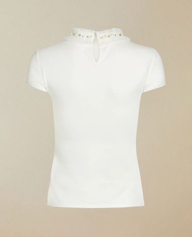  TED BAKER - Áo kiểu nữ ngắn tay phom ôm Pearl Neck Detail 
