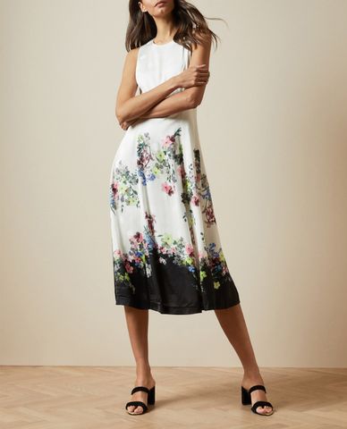  TED BAKER - Đầm midi cổ tròn phối thắt lưng Camylle Pergola 