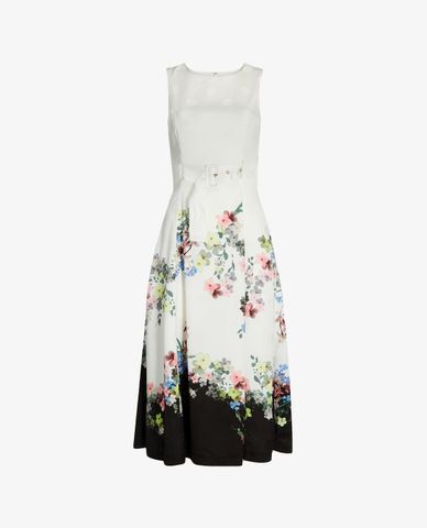  TED BAKER - Đầm midi cổ tròn phối thắt lưng Camylle Pergola 