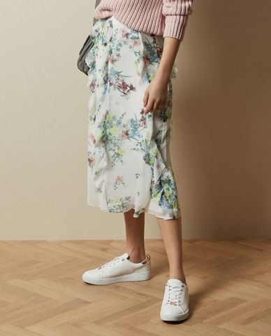  TED BAKER - Chân váy midi phối bèo Lurissa 