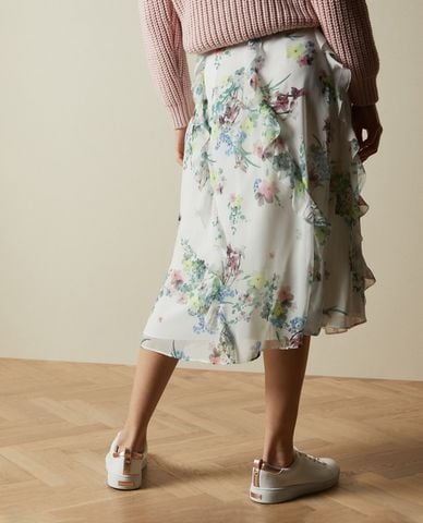  TED BAKER - Chân váy midi phối bèo Lurissa 