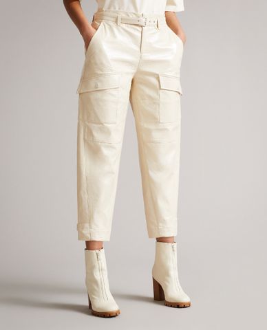  TED BAKER - Quần lửng nữ da bóng ống đứng phối thắt lưng Vinala 