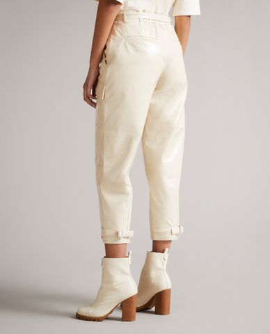  TED BAKER - Quần lửng nữ da bóng ống đứng phối thắt lưng Vinala 