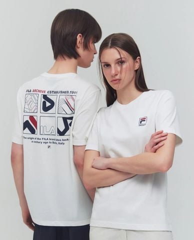  FILA - Áo thun unisex cổ tròn tay ngắn Heritage New Fbox 